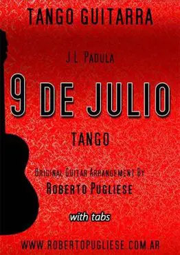 Nueve de julio 🎼 tango partitura de guitarra