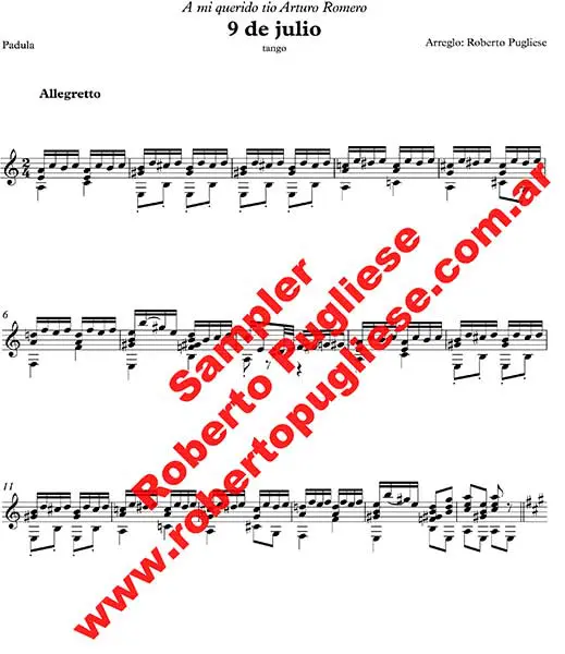 Nueve de Julio – 🎼 tango partitura de guitarra