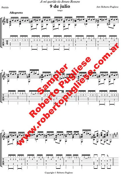 Nueve de Julio – 🎼 tango partitura de guitarra