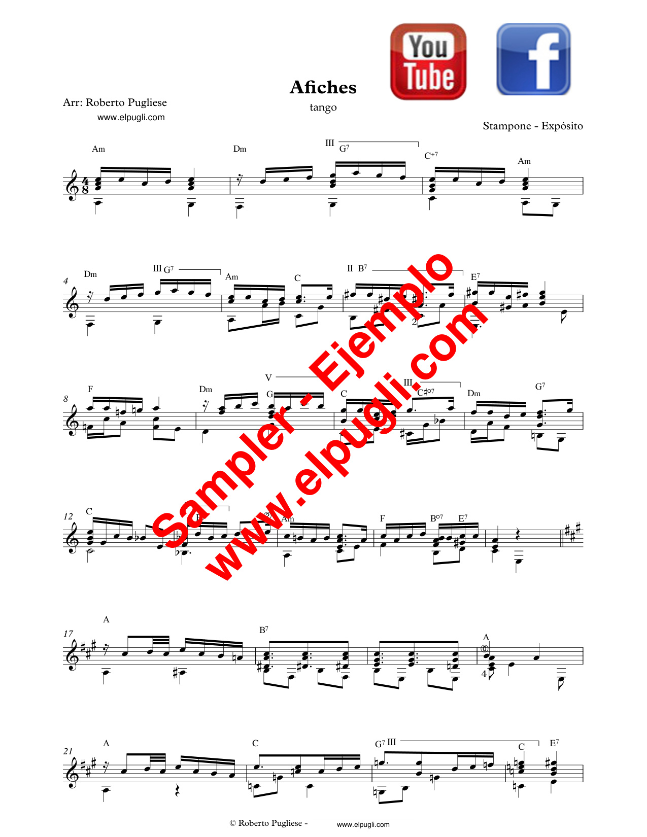 Afiches 🎼 tango partitura de guitarra