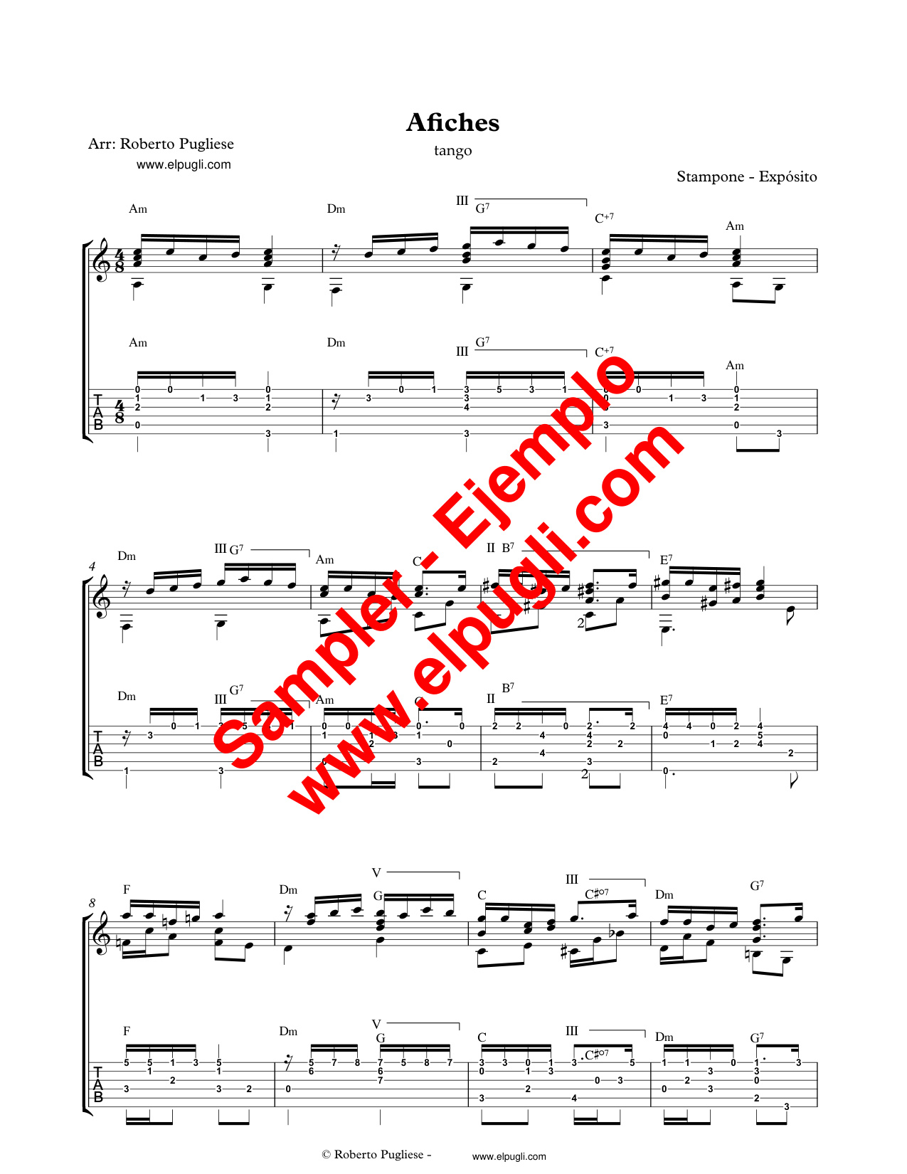 Afiches 🎼 tango partitura de guitarra