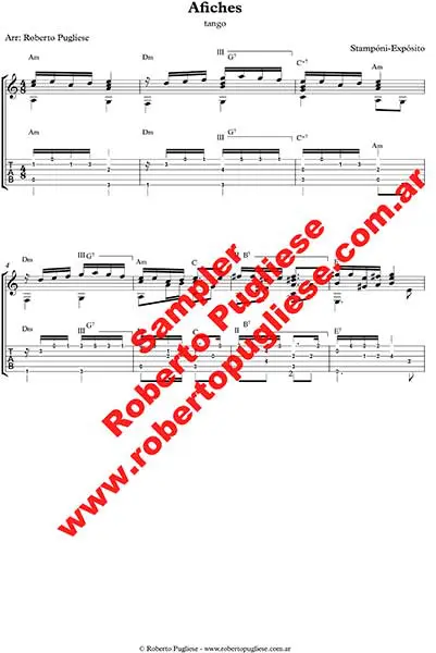 Afiches 🎼 tango partitura de guitarra