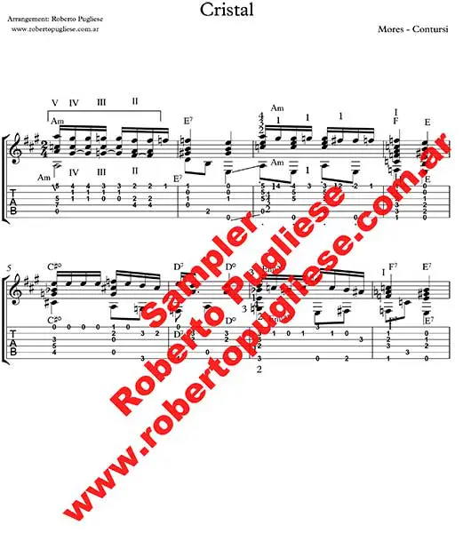 Cristal 🎼 partitura del tango para guitarra