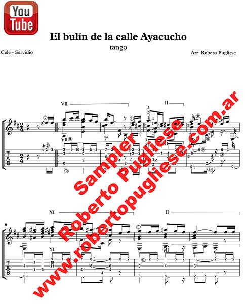 El bulín de la calle Ayacucho 🎼 partitura del tango para guitarra