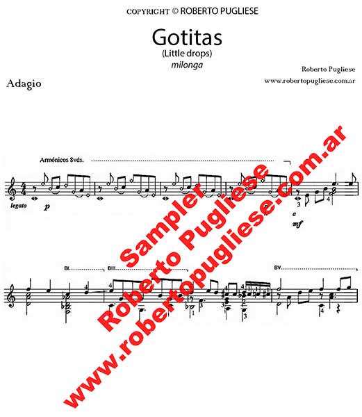 Gotitas 🎼 milonguita partitura guitarra