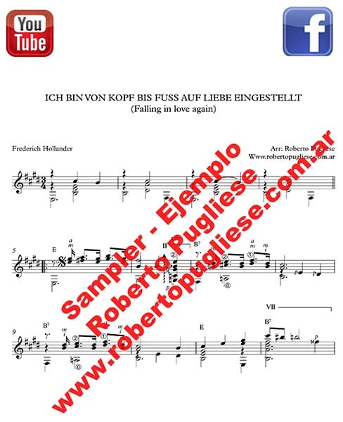 Falling in love again 🎼 partitura de guitarra