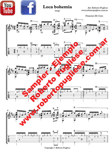 Loca bohemia 🎼 tango partitura guitarra.