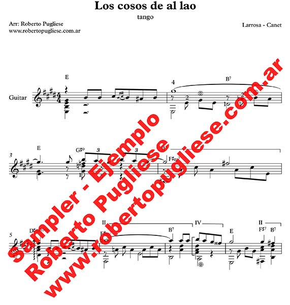 Los cosos de al lao 🎼 tango partitura de guitarra