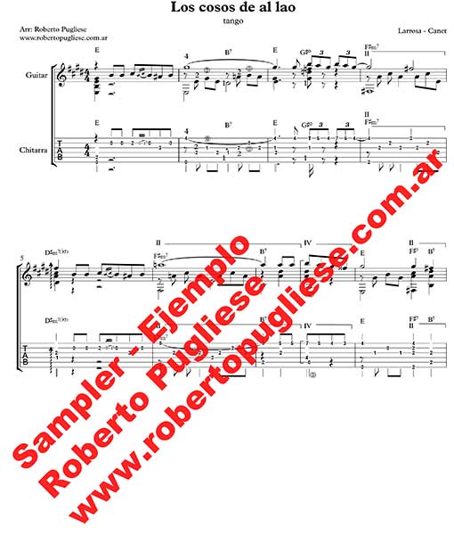 Los cosos de al lao 🎼 tango partitura de guitarra