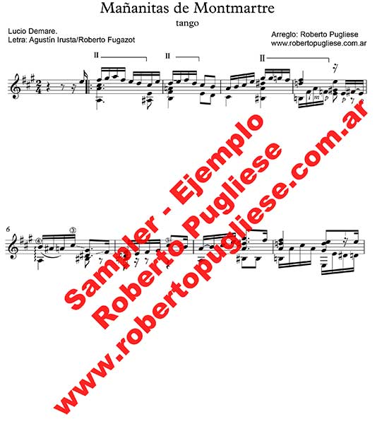 Mañanitas de Montmartre 🎼 partitura del tango guitarra y video