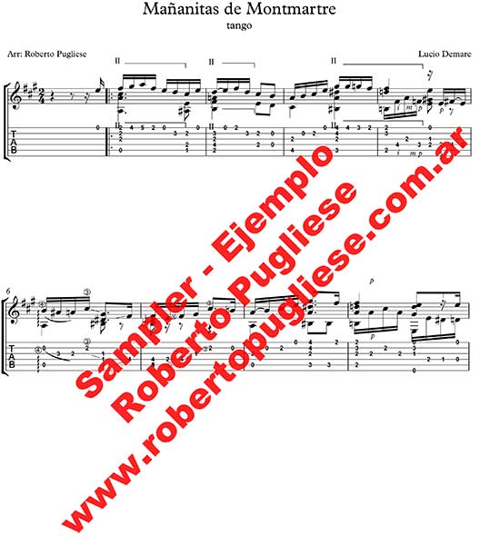 Mañanitas de Montmartre 🎼 partitura del tango guitarra y video