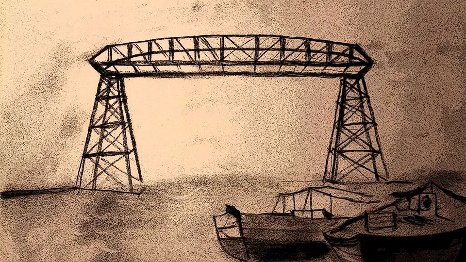 Puente de la boca - Carbonilla de Roberto Pugliese para su video del tango Silbando