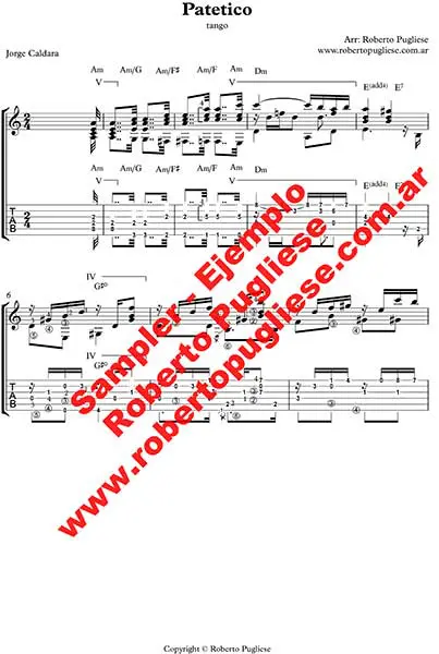 Patetico 🎼 partitura del tango en guitarra. Con video