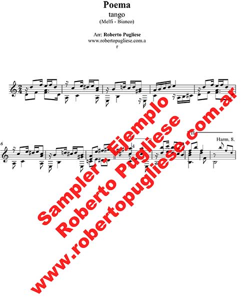 Poema 🎼 partitura del tango en guitarra. Con video