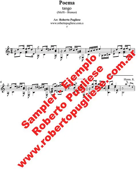 Poema 🎼 partitura del tango en guitarra. Con video