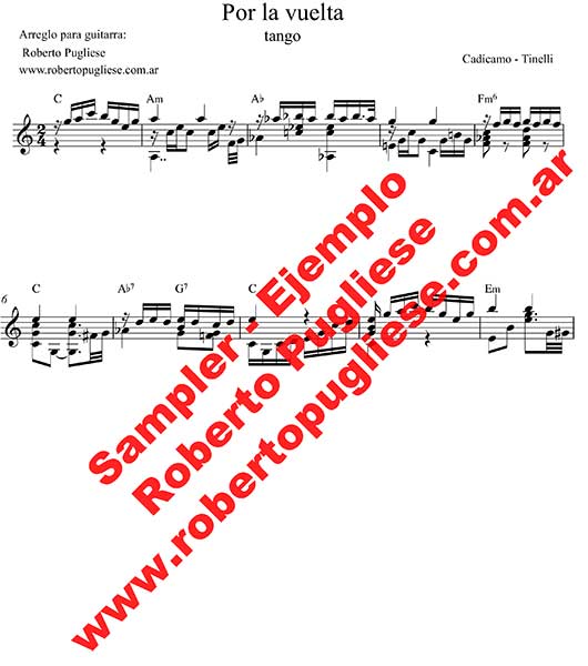 Por la vuelta 🎼 partitura del tango en guitarra. Con video