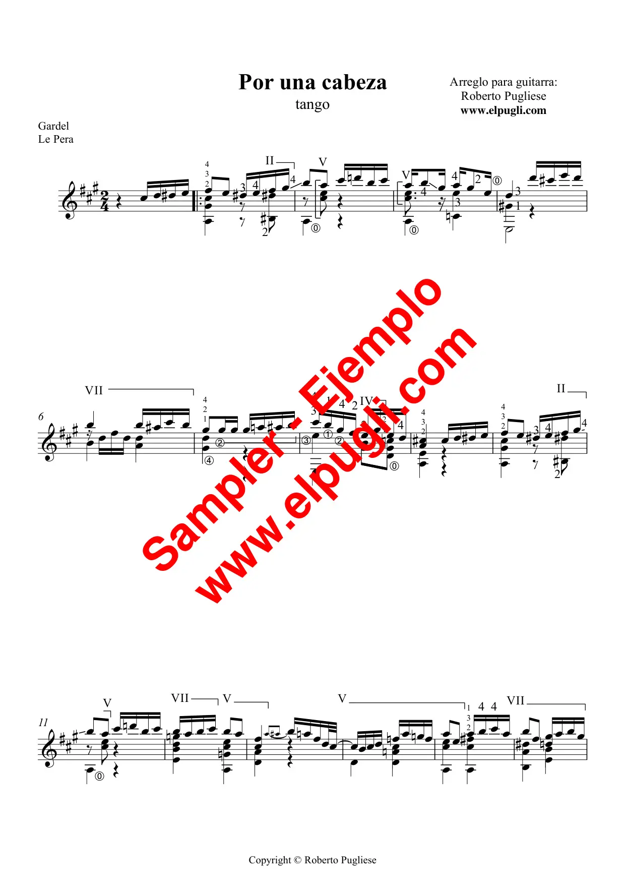 Por una cabeza 🎼 partitura del tango en guitarra. Con video