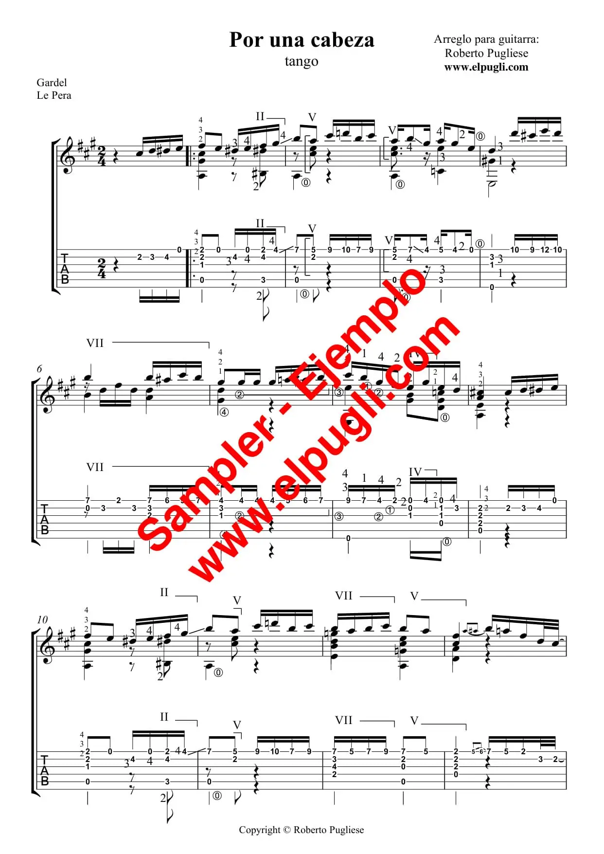 Por una cabeza 🎼 partitura del tango en guitarra. Con video