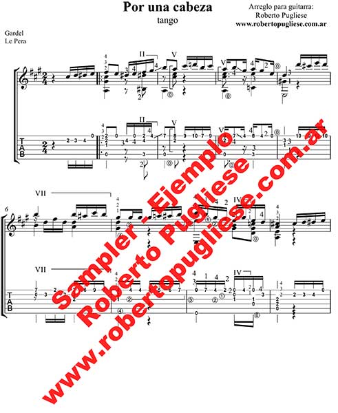 Por una cabeza 🎼 partitura del tango en guitarra. Con video