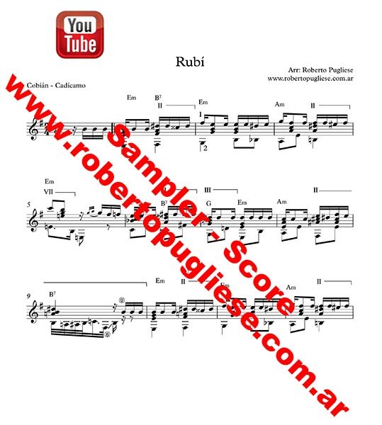 Rubi 🎼 partitura del tango en guitarra. Con video