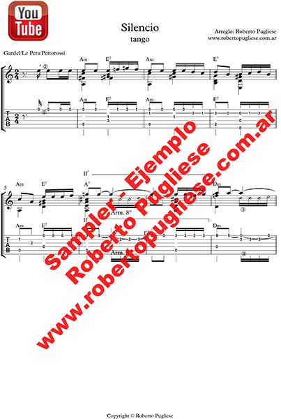 Silencio 🎼 partitura del tango en guitarra. Con video