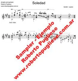 Soledad 🎼 partitura del tango en guitarra. Con video y mp3 gratis