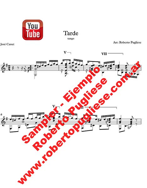 Tarde 🎼 partitura del tango en guitarra. Con video
