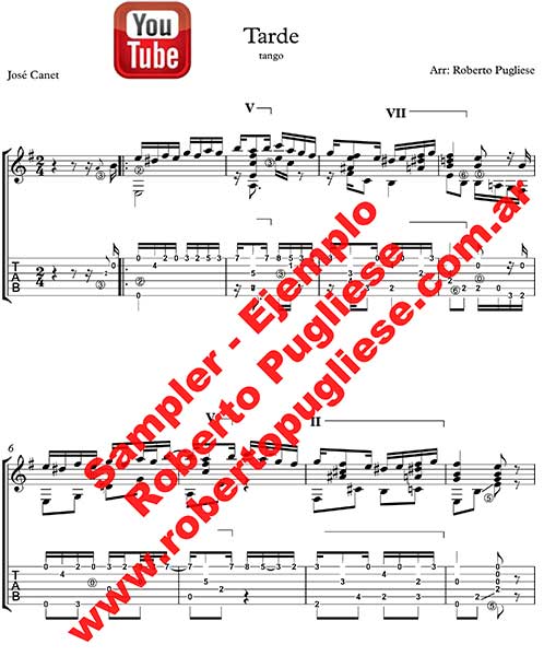 Tarde 🎼 partitura del tango en guitarra. Con video
