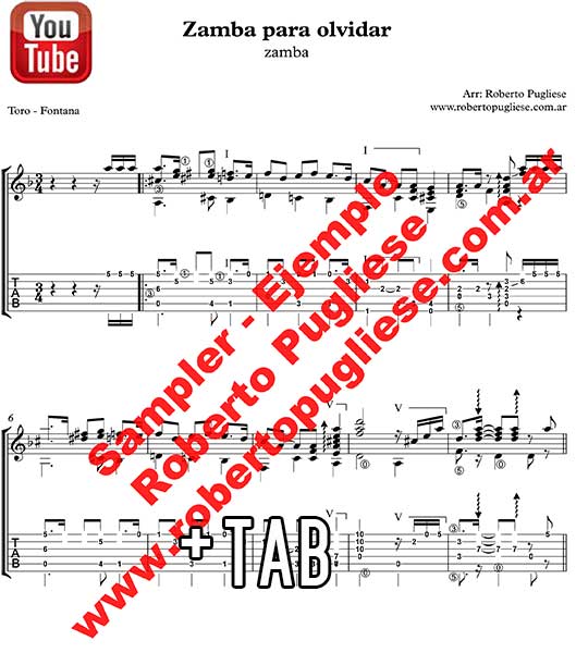 Zamba para olvidar 🎼  partitura de la zamba guitarra. Con video.