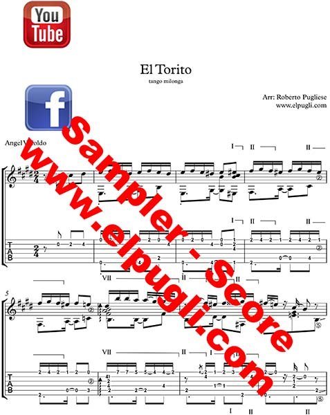 El torito 🎼  Tango milonga partitura de guitarra. Con video