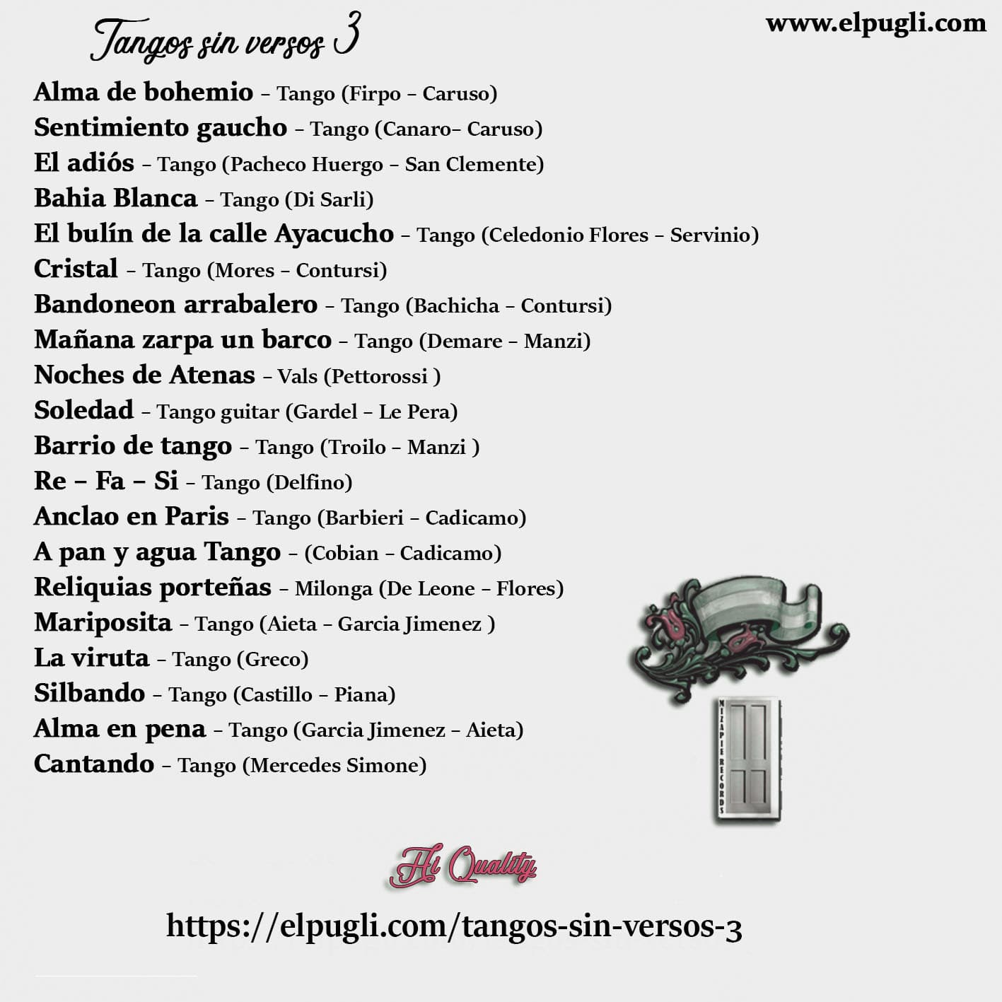 Tangos sin versos 3 💿 20 tracks de tangos instrumentales en guitarra