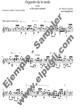 Organito de la tarde 🎼 Score classical guitar. Mp3 free