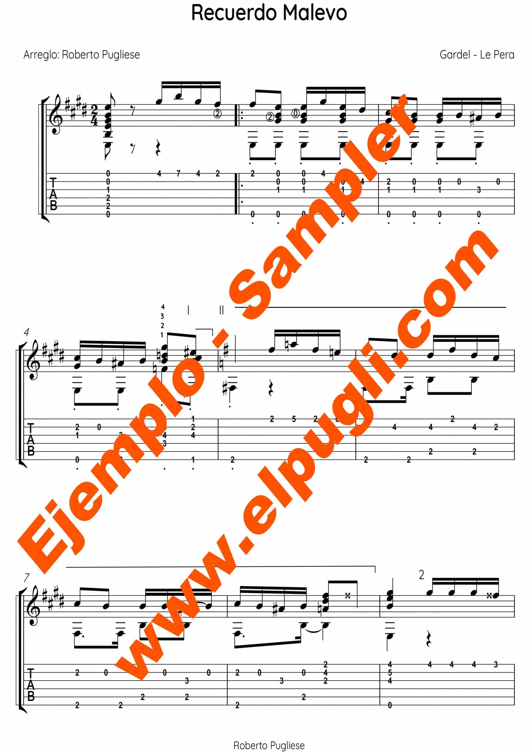 Recuerdo Malevo 🎼 Score classical guitar. Mp3 free