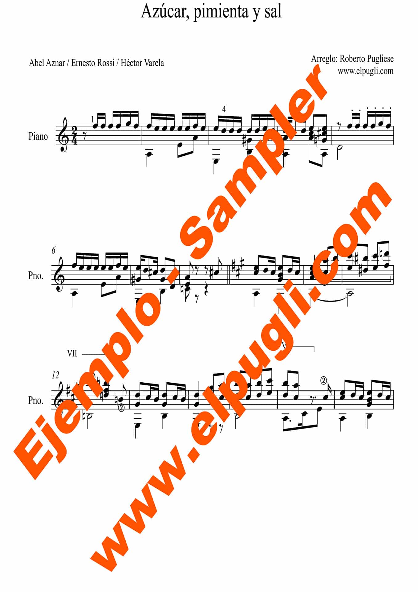 Azúcar, pimienta y sal 🎼 milonga partitura de guitarra. Mp3 free & Tabs