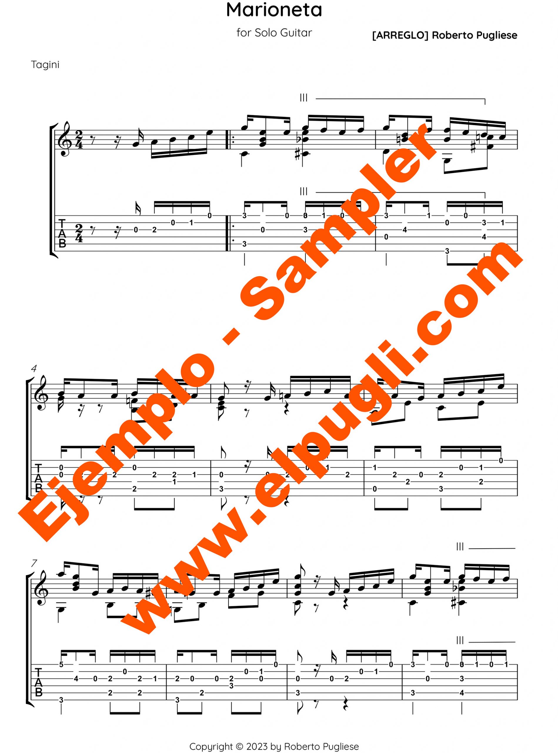Marioneta 🎼 tango partitura de guitarra. Mp3 free & Tabs
