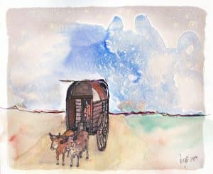 La Abandoné y No Sabía – Arreglo para guitarra clásica por Roberto Pugliese El Aguacero, acuarela de Roberto Pugliese