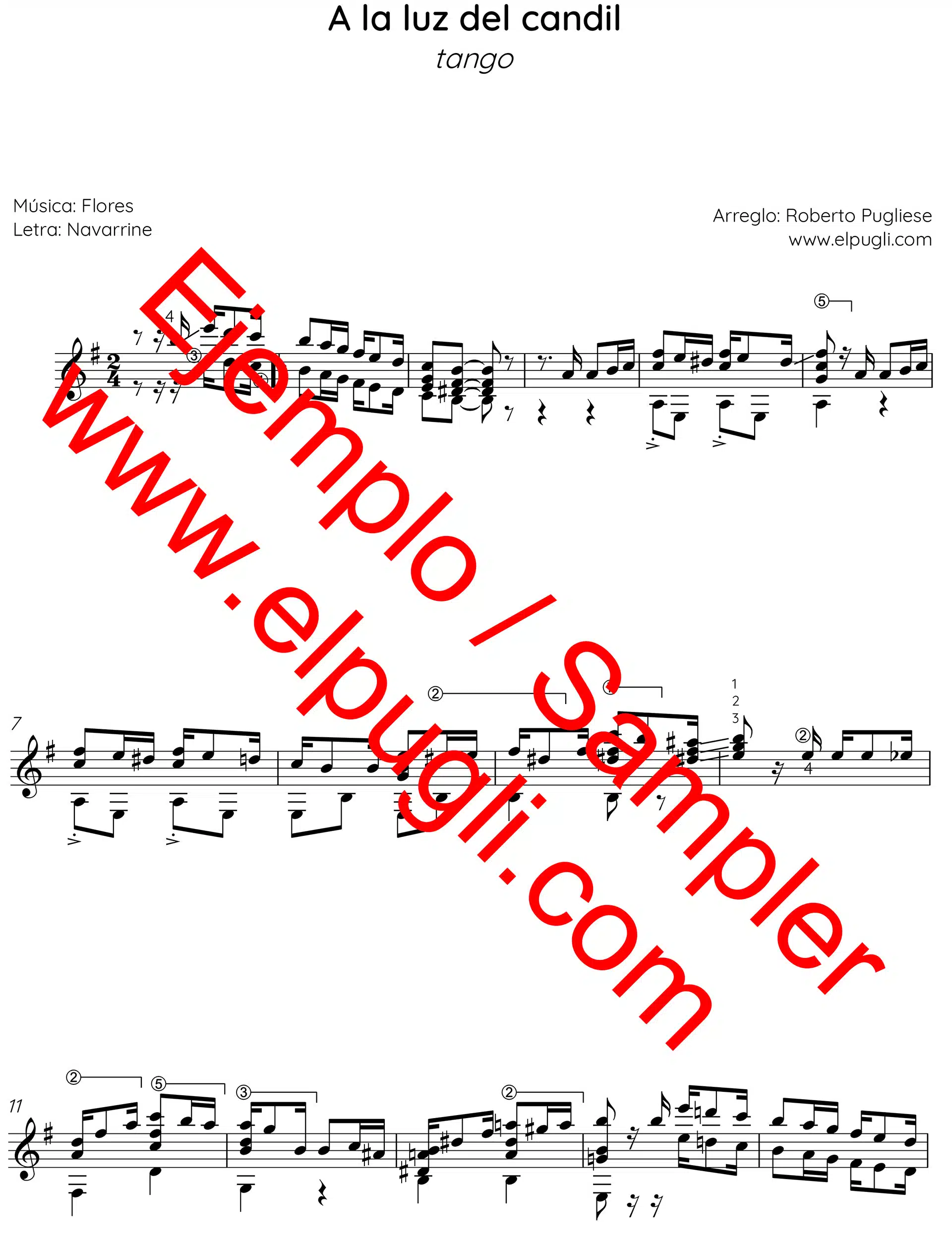 A la luz del candil 🎼 tango partitura de guitarra. Mp3 free