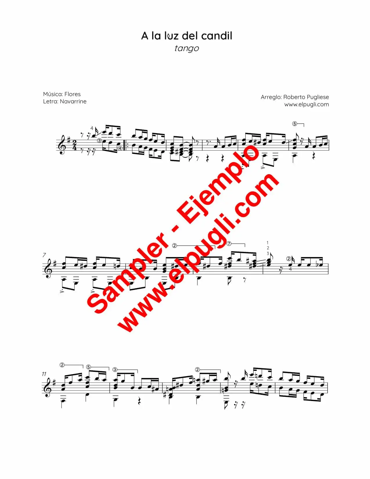 A la luz del candil 🎼 tango partitura de guitarra. Mp3 free