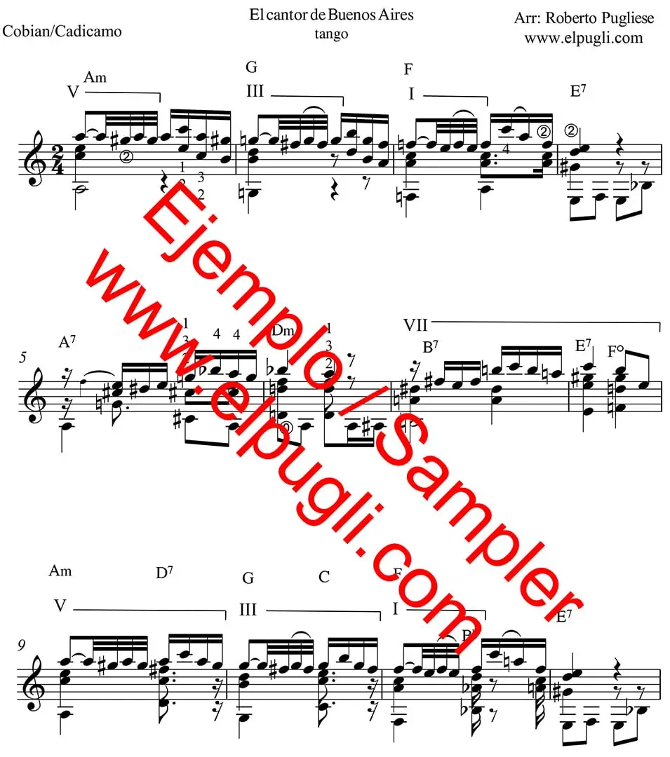 El cantor de Buenos Aires 🎼 Fingerstyle Tango con Mp3 y video Gratis