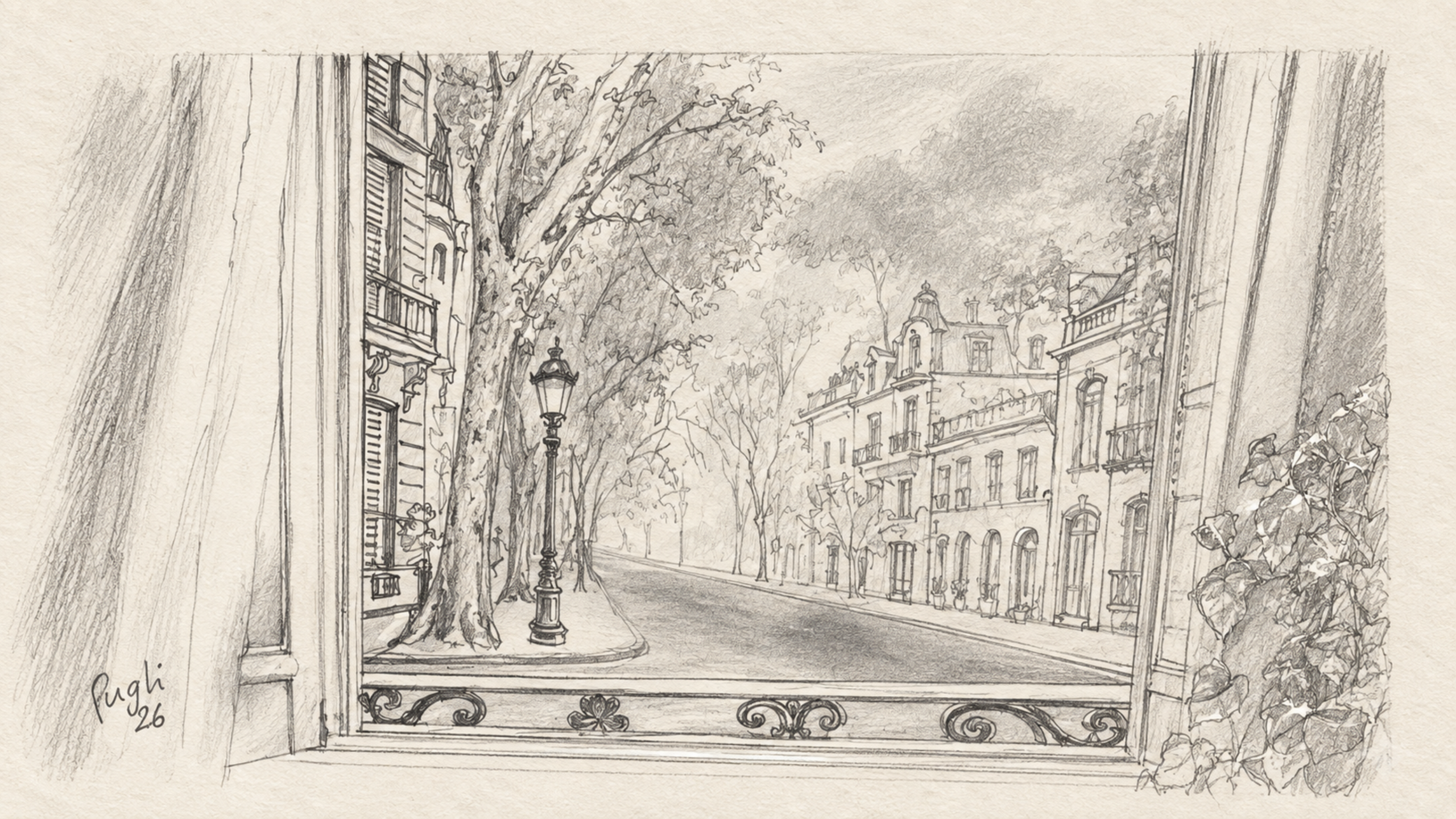Dibujo original a lápiz de Roberto Pugliese para En esta tarde gris